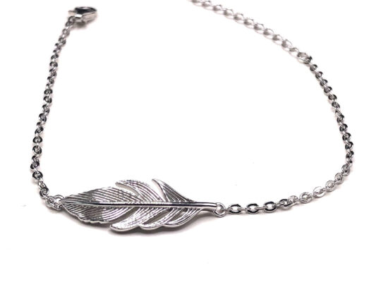 925 Sterling Silver Feather Bracelet – Adjustable